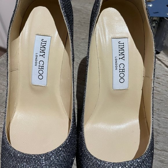 AUTHENTIC Jimmy Choo Gunmetal Glitter Pumps Women's 6.5 | 36.5 - EUC - Picture 11 of 16